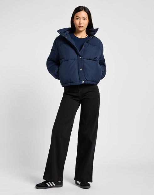 Lee Women's Relaxed Short Puffer Jacket in Mood Indigo
