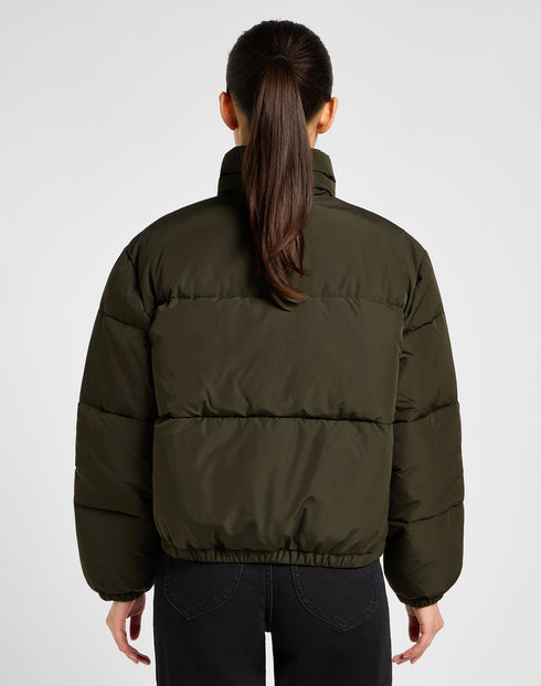 Lee Women's Relaxed Short Puffer Jacket in Olive Night