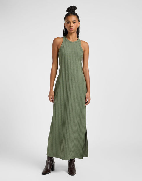 Lee Women's Rib Tank Dress In Olive Heather