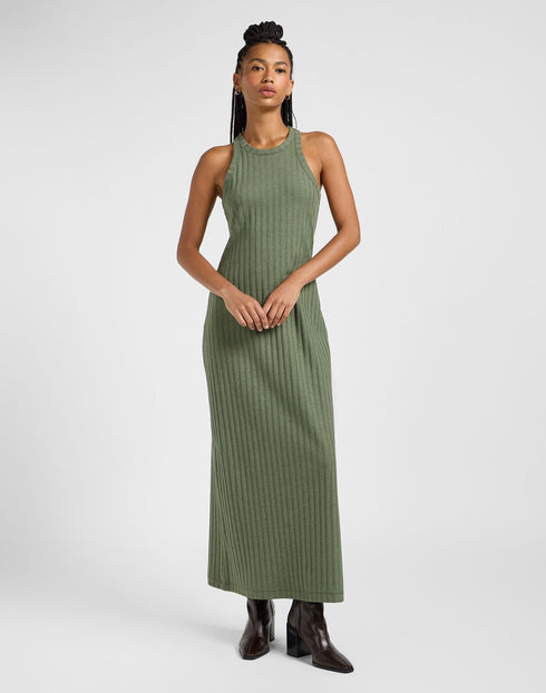 Lee Women's Rib Tank Dress In Olive Heather