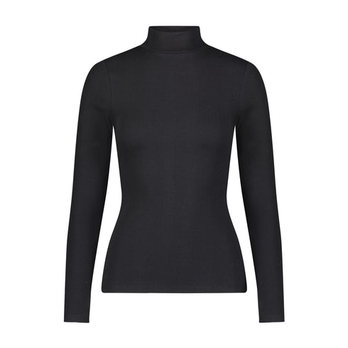 Lee Women's Ribbed Long Sleeve High Henley In Unionall Black