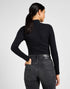 Lee Women's Ribbed Long Sleeve High Henley In Unionall Black