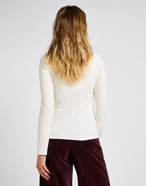 Lee Women's Ribbed Long Sleeve High Neck in Ecru