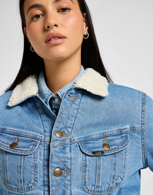 Lee Women's Sherpa Rider Jacket In Blue Voyage