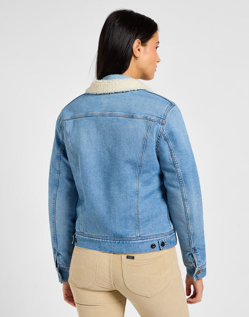Lee Women's Sherpa Rider Jacket In Blue Voyage