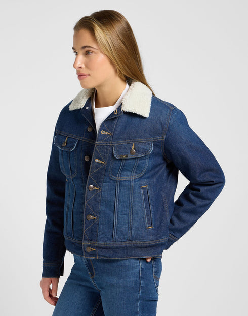 Lee Women's Sherpa Rider Jacket In She's A Ten - Rodeo In