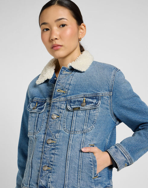Lee Women's Sherpa Rider Jacket In Teleport Me - Rodeo In