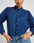 Lee Women's Shirred Blouse in Dotted Indigo