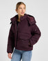 Lee Women's Short Puffer Jacket With Hood In Deep Wine