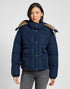 Lee Women's Short Puffer Jacket With Hood In Rivet Navy