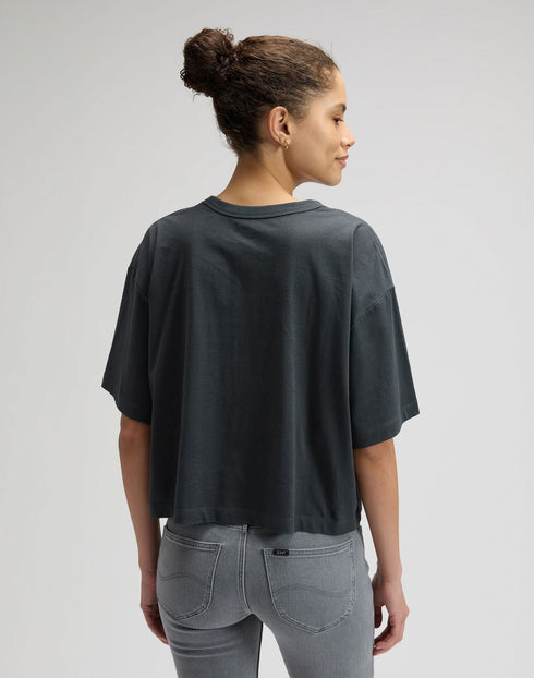 Lee Women's Short Sleeve Cropped T-Shirt In Washed Black - Rodeo In