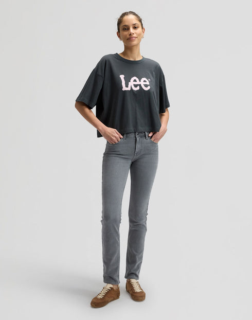 Lee Women's Short Sleeve Cropped T-Shirt In Washed Black - Rodeo In