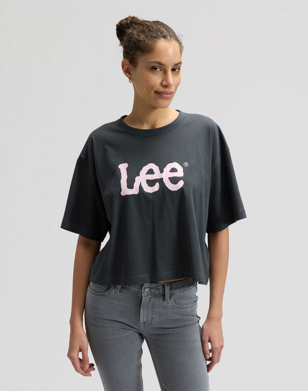 Lee Women's Short Sleeve Cropped T-Shirt In Washed Black - Rodeo In
