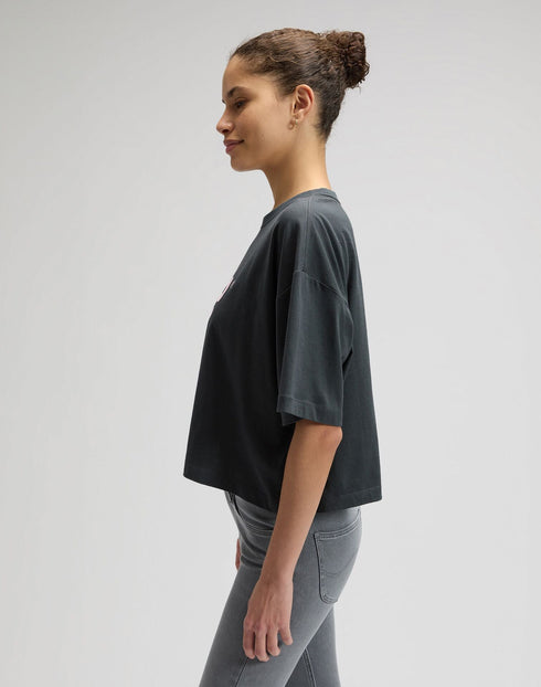 Lee Women's Short Sleeve Cropped T-Shirt In Washed Black - Rodeo In