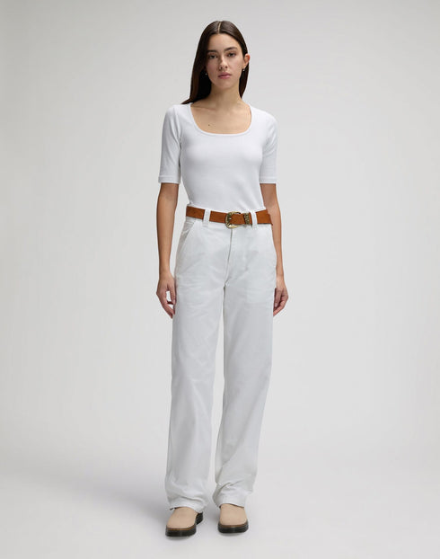 Lee Women's Short Sleeve Square Neck T-Shirt In Bright White - Rodeo In