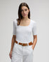 Lee Women's Short Sleeve Square Neck T-Shirt In Bright White - Rodeo In