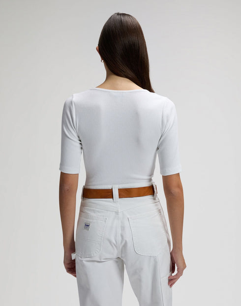 Lee Women's Short Sleeve Square Neck T-Shirt In Bright White - Rodeo In