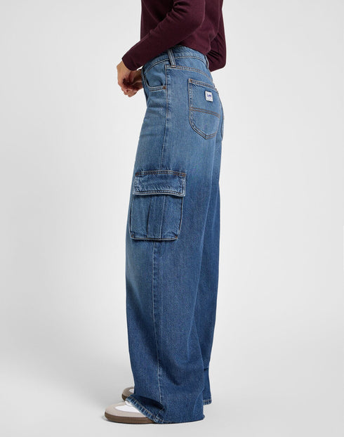 Lee Women's Slouch Cargo Jeans in Indigo Sheen