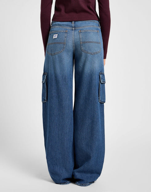 Lee Women's Slouch Cargo Jeans in Indigo Sheen