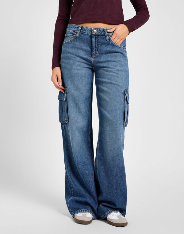 Lee Women's Slouch Cargo Jeans in Indigo Sheen - Rodeo In