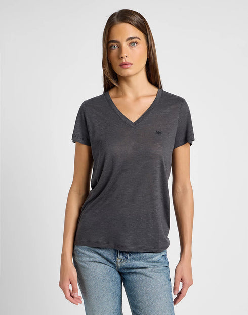 Lee Women's V Neck T-Shirt in Black