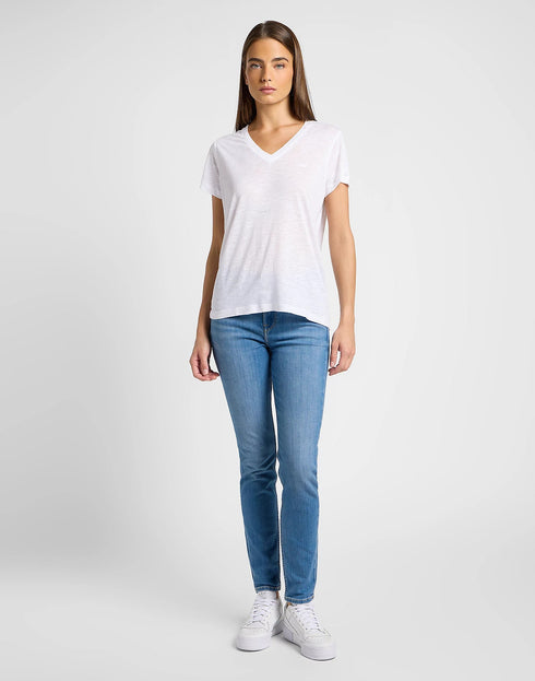 Lee Women's V-Neck T-Shirt in Bright White