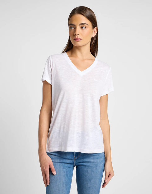 Lee Women's V-Neck T-Shirt in Bright White