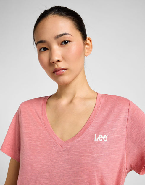 Lee Women's V - Neck T-Shirt in Cassie Pink - Rodeo In