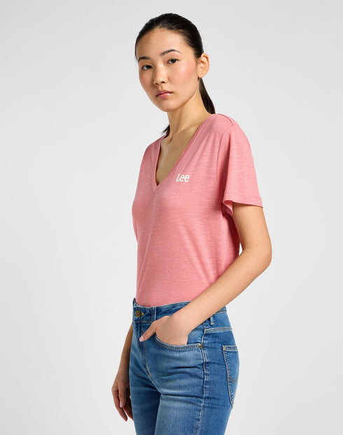 Lee Women's V - Neck T-Shirt in Cassie Pink - Rodeo In