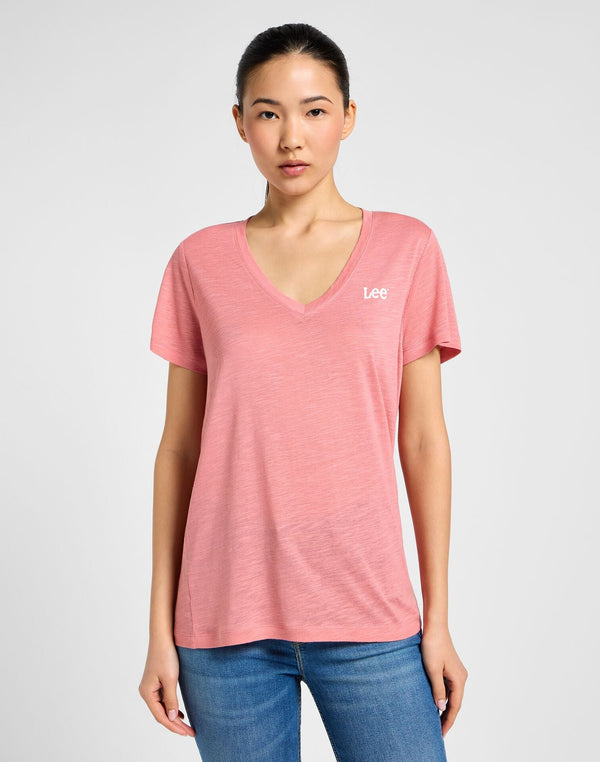 Lee Women's V - Neck T-Shirt in Cassie Pink - Rodeo In