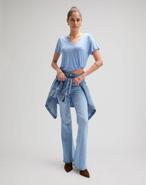 Lee Women's V Neck T-Shirt In Halogen - Rodeo In