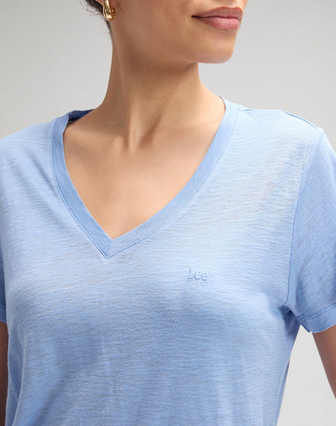 Lee Women's V Neck T-Shirt In Halogen - Rodeo In