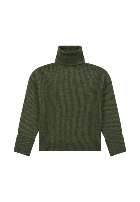 Lee Women's Wide Cuff Turtle Neck Sweater In Olive Gray