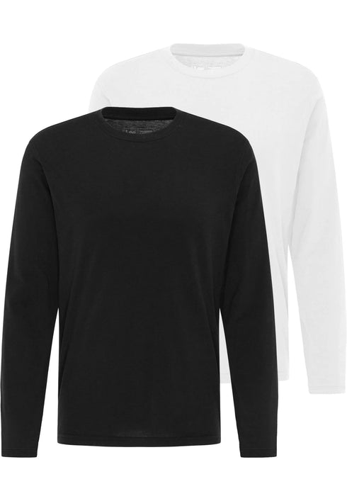 Twin Pack Crew Long Sleeve In Black/White - Rodeo In