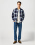 Wrangler Men's 1 Pkt Shirt In Large Indigo Plaid - Rodeo In