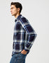 Wrangler Men's 1 Pkt Shirt In Large Indigo Plaid - Rodeo In