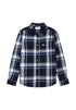 Wrangler Men's 1 Pkt Shirt In Large Indigo Plaid - Rodeo In