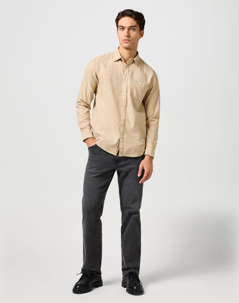 Wrangler Men's 1 Pkt Shirt In Timber Wolf