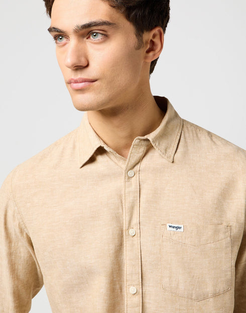 Wrangler Men's 1 Pkt Shirt In Timber Wolf