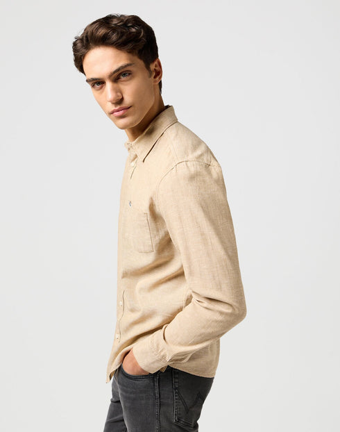Wrangler Men's 1 Pkt Shirt In Timber Wolf