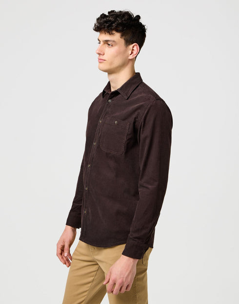 Wrangler Men's 1 Pocket Corduroy Shirt In Mole