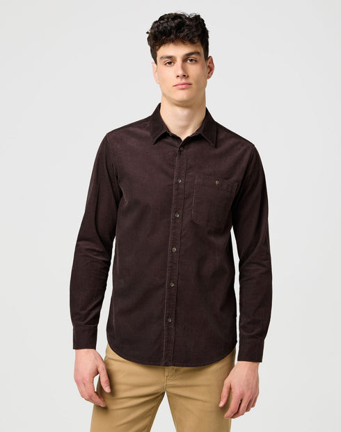 Wrangler Men's 1 Pocket Corduroy Shirt In Mole