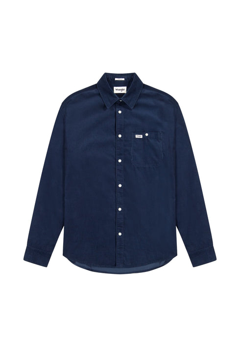 Wrangler Men's 1 Pocket Corduroy Shirt In Navy