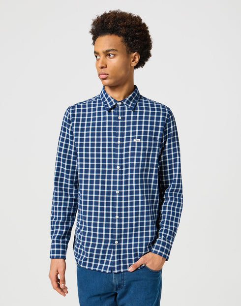 Wrangler Men's 1 Pocket Flannel Shirt In Black Iris