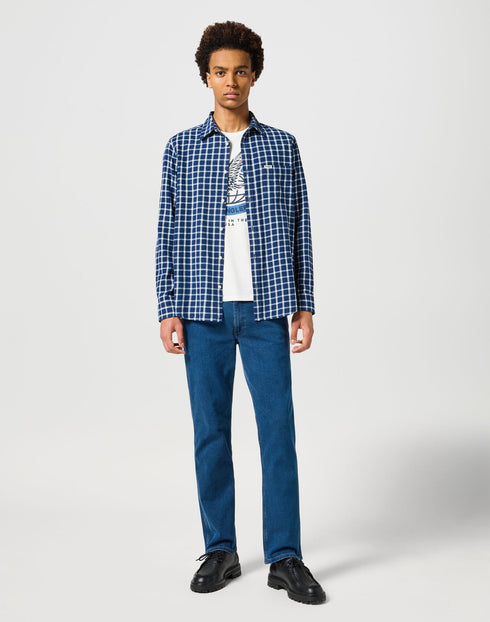 Wrangler Men's 1 Pocket Flannel Shirt In Black Iris