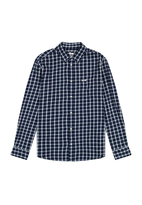 Wrangler Men's 1 Pocket Flannel Shirt In Black Iris