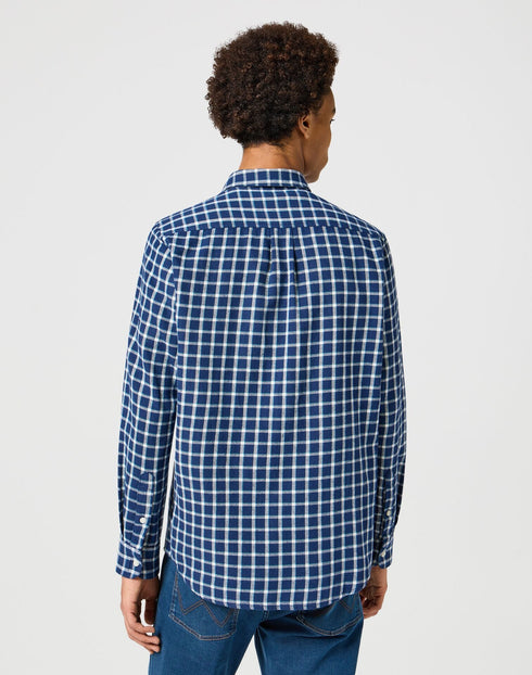 Wrangler Men's 1 Pocket Flannel Shirt In Black Iris