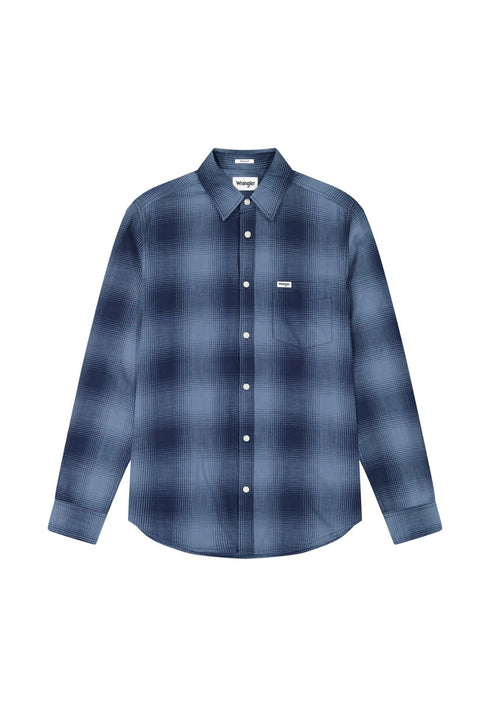 Wrangler Men's 1 Pocket Indigo Shirt In Dark Indigo