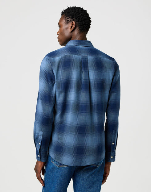 Wrangler Men's 1 Pocket Indigo Shirt In Dark Indigo - Rodeo In