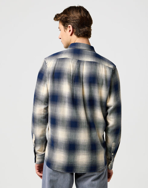 Wrangler Men's 1 Pocket Indigo Shirt In Dusty Blue - Rodeo In